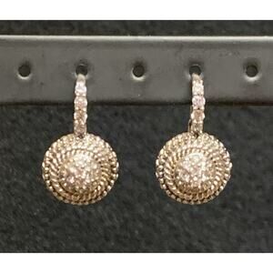 Judith Ripka Earrings Sterling Silver and CZ w/ Leverback Closure & Drop